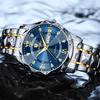 Stylish chronograph business quartz stainless steel sapphire luminous blue A perfect gift for men's watch, watch, movement, band, crystal, waterproof,