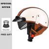 High Quality Brown Leather Half Face Helmet for Motorcycle Electric Scooter DOT ECE Approved Men Women Moto Half Helmet