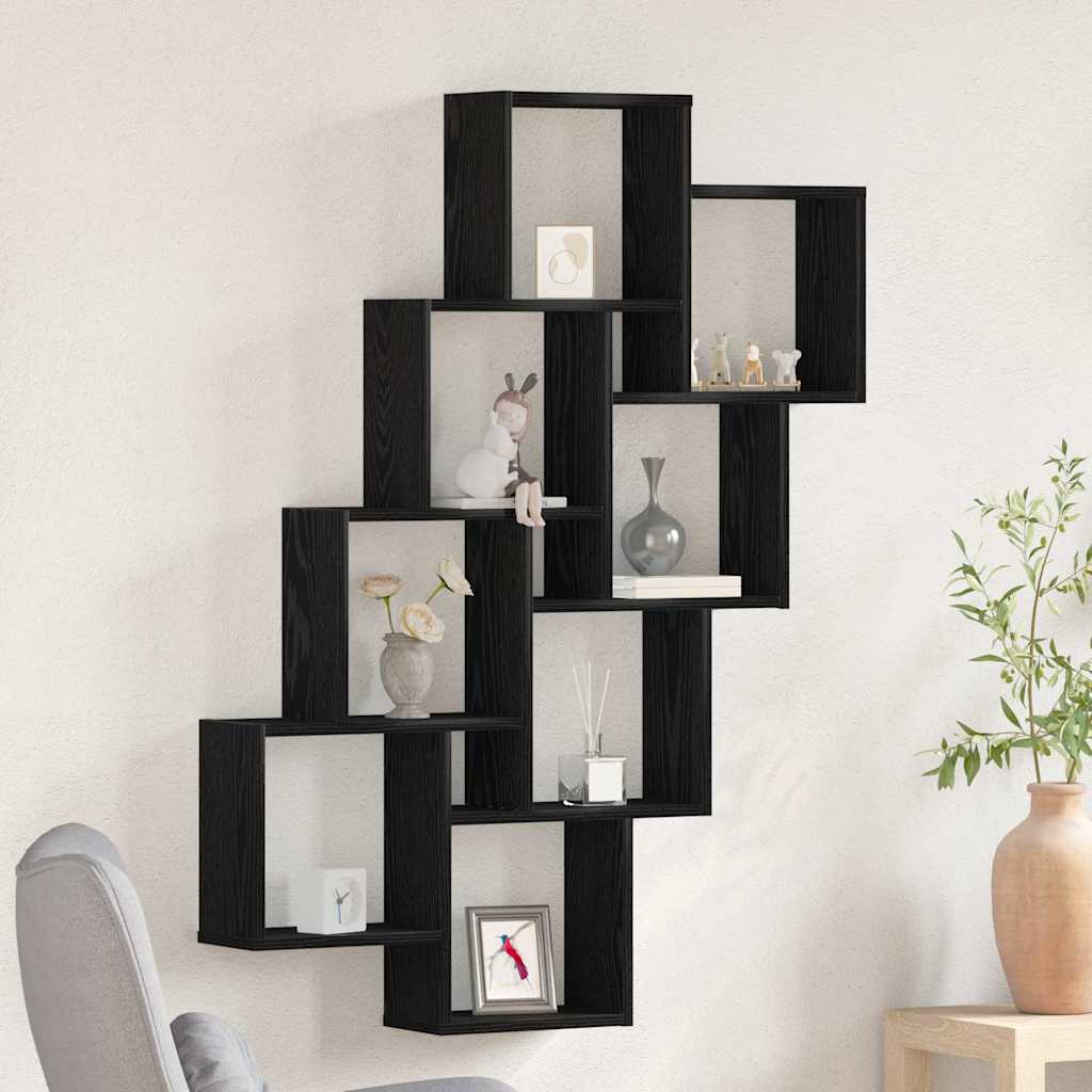 Wall Shelf Black Oak Look 90 x 15 x 119.5 cm Engineered Wood
