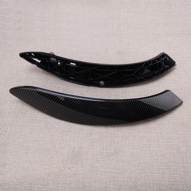 Front Left & Right Interior Door Pull Handle + Cover Fit for BMW 3 4 series F30 F31 F32 F34 F35 F80 F83 Carbon Fiber Style