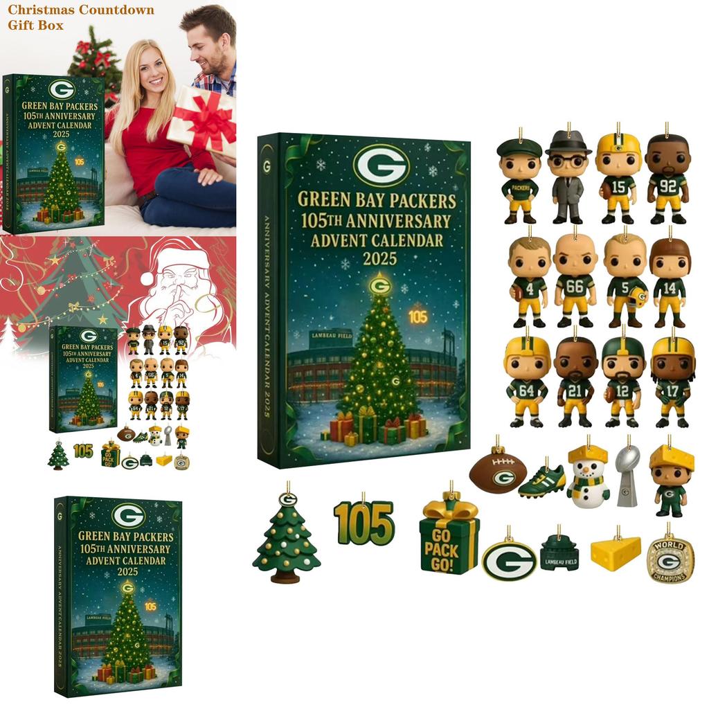 Green Bay Packers Jubiläums-Adventskalender Acryl Weihnachtsdeko Geschenk für Sportfans