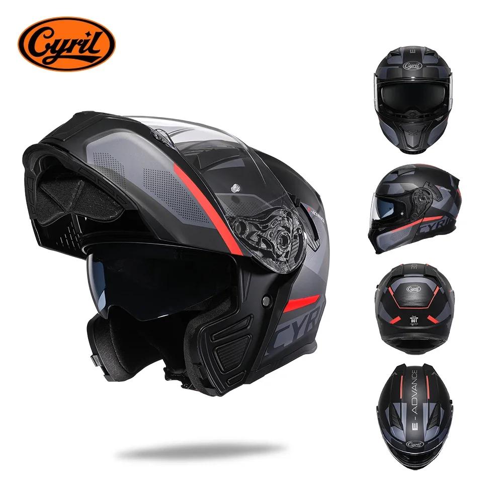 Flip Up Motorcycle Helmet with Sunglasses Visor Dual Lens Full Face Moto Helmet Cyril Motorcycle Helmets Motorcycle Equipments