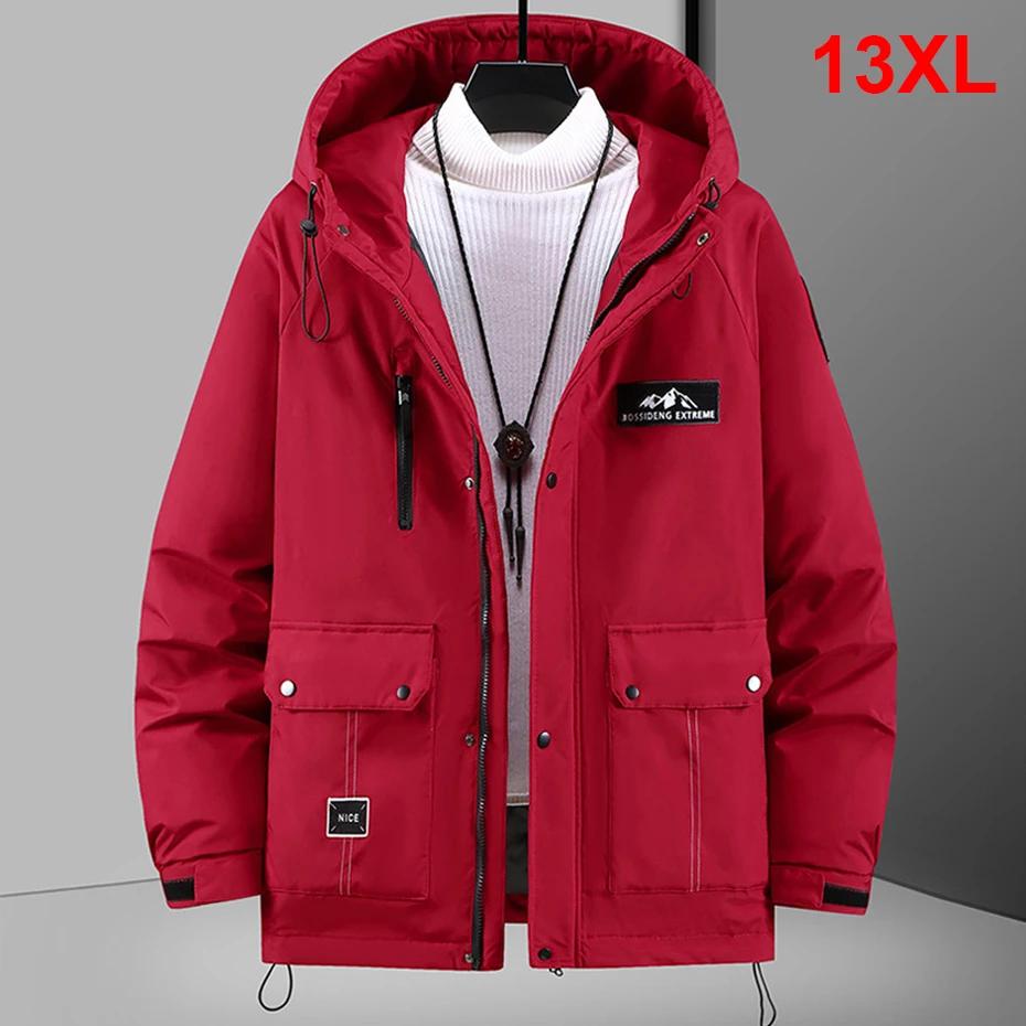 Autumn Winter Thick Jacket Men Plus Size 11XL Cargo Jacket Coat Fashion Casual Solid Color Cargo Coat Male Big Size 10XL 11XL