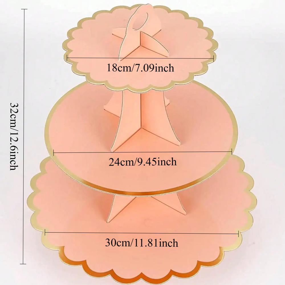 Disposable Three-layer Hot Stamping Paper Cake Stand Birthday Party Supplies Floral Tea Party Wedding Party Cake Decoration
