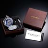 TREEWETO Mechanical Pocket Antique Blue Roman Silver Double Hunter Chain with Cover Watch, Dial, Skeleton, Numerals,