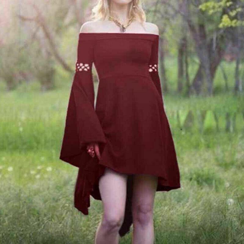 

Medieval Gothic Women Retro Off-Shoulder Dress Party Palace Cosplay Costume 3XL вино красного