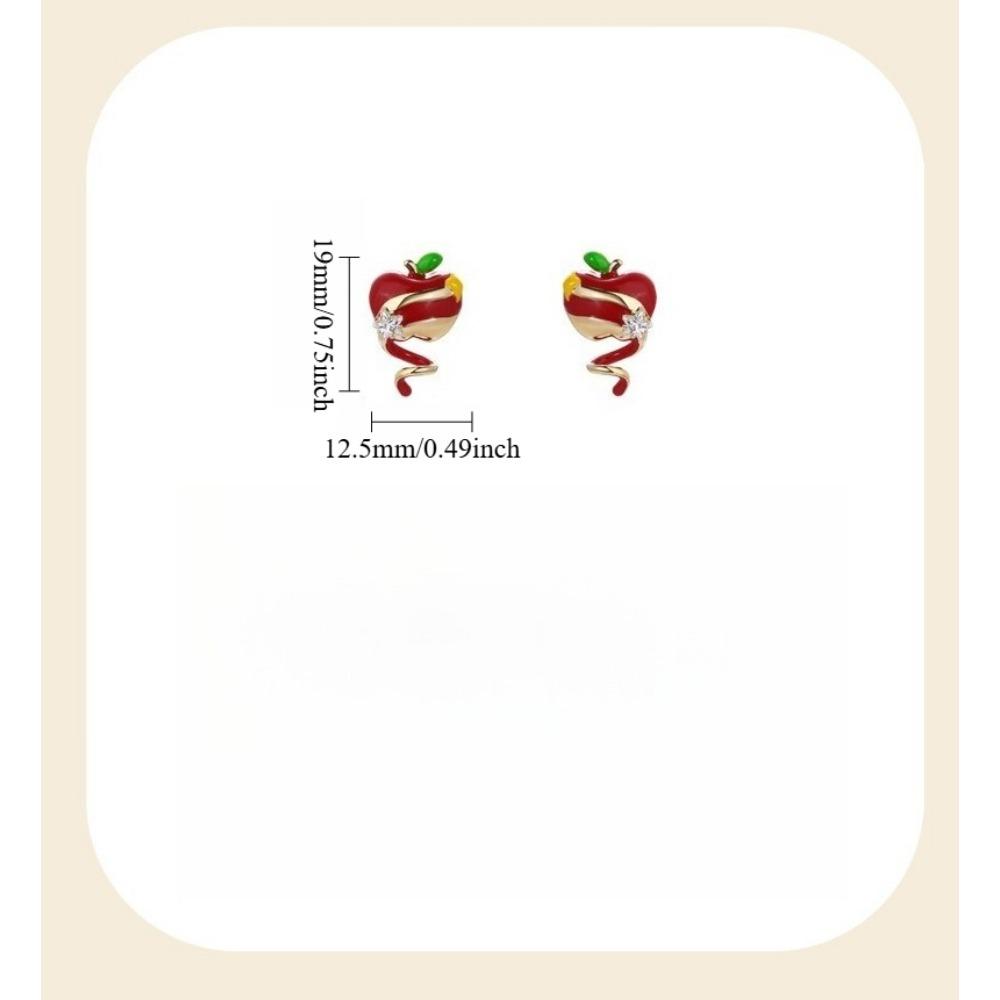 1Pair Premium Sense Flash Party Series Apple Stud Earrings Fashion Temperament Earrings