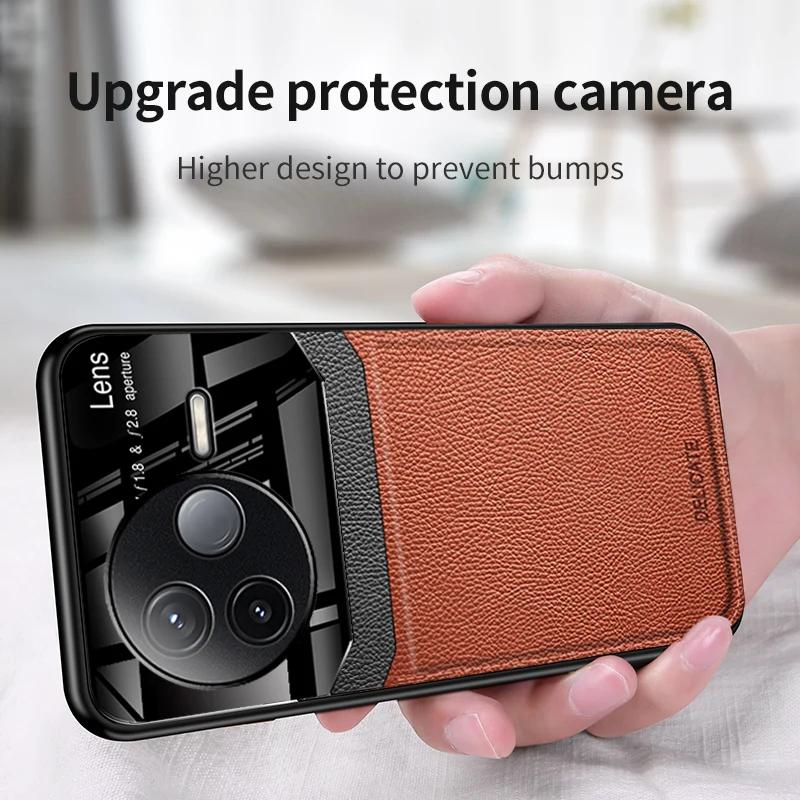 EUCAGR Acrylic PU Leather Case For Xiaomi Redmi K80 K70 K60 K50 K40 Pro K70Ultra Camera Protect Phone Back Cover Frame Coque