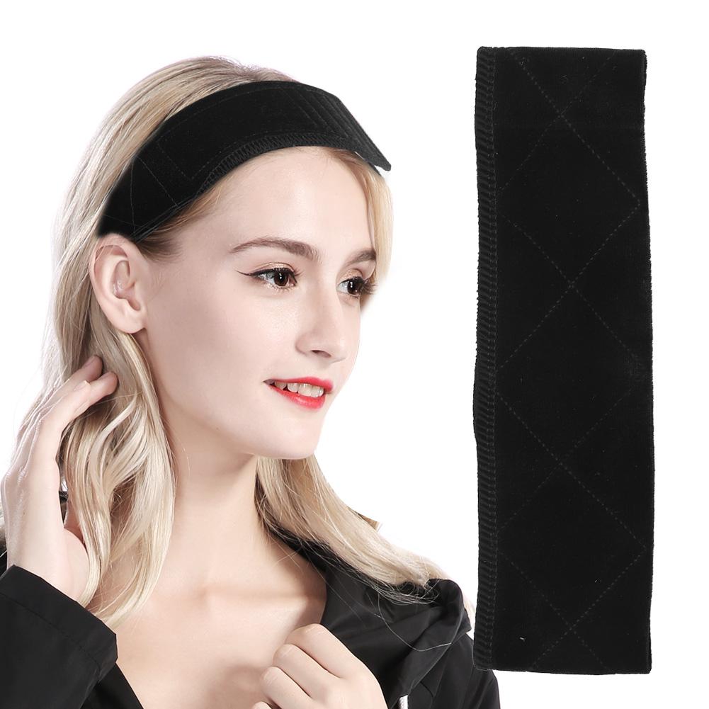 Women Velvet Adjustable Wig Grip Scarf Head Hair Band Headband Accessories(Black)