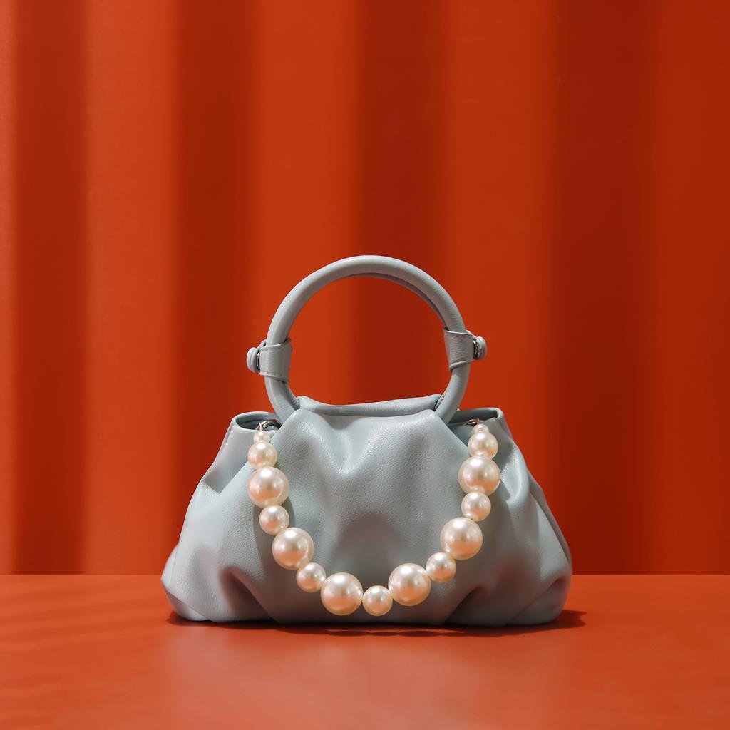 Borsa Morbida a Nuvola Estiva 2026, Borsa a Tracolla con Perle per Donna, Borsa alla Moda Vintage Casual Quotidiana