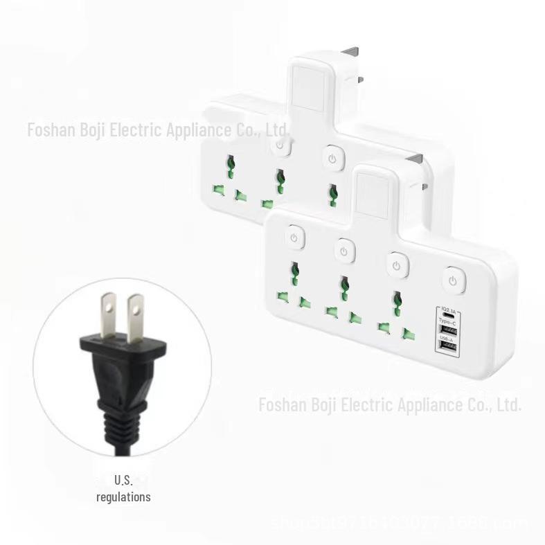 "Multifunctional USB Power Socket: UK, EU, US Standards, 220V"