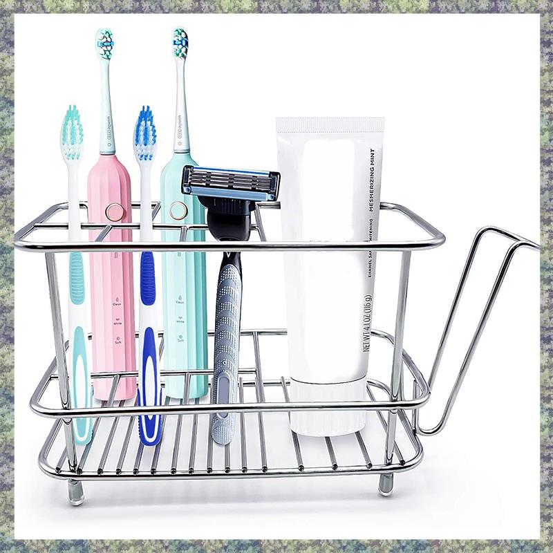 Toothbrush Holder For Bathroom Wall Or Counter Non-Slip Mat Drill-Free Toothbrush Organizer For Electronic Toothbrush