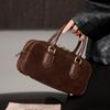 Versatile and Simple Bowling Genuine Leather Single-shoulder Crossbody Women's Bag Retro Handbag