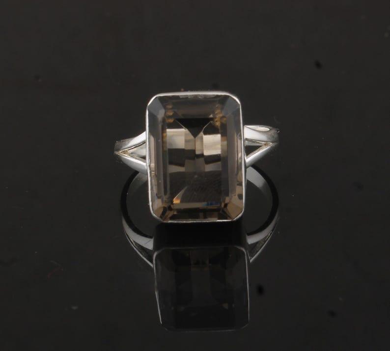 

Solid 925 Sterling Silver Smoky Quartz Gemstone Ring Handmade Designer Ring Boho jewelry Wedding Gift 11