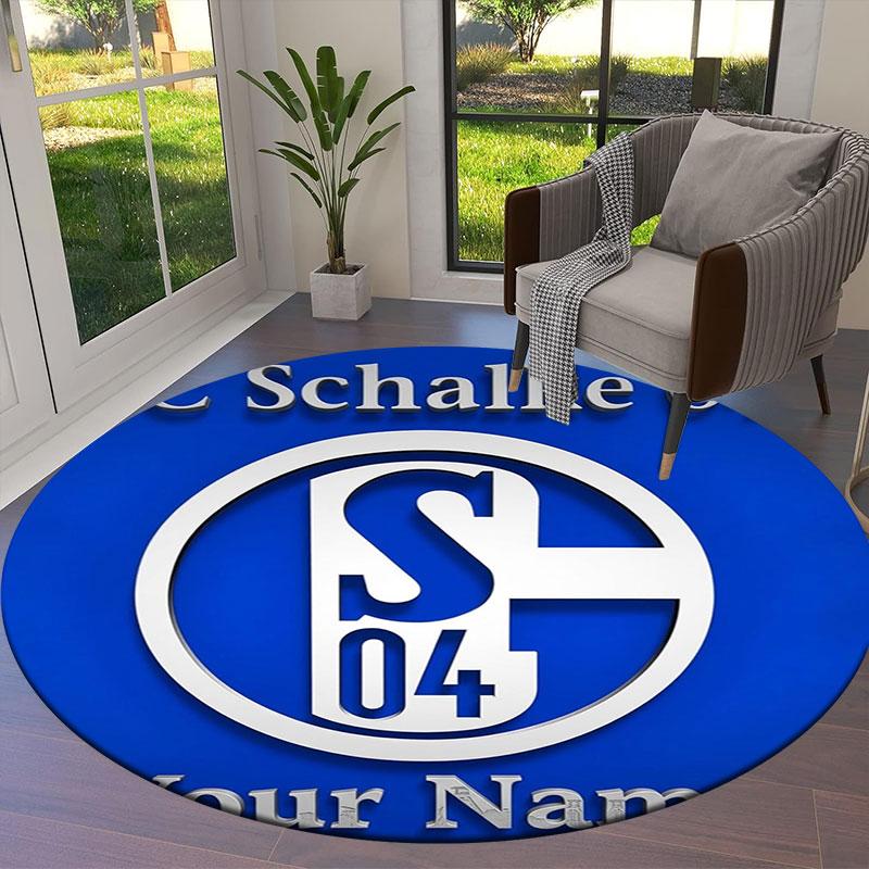 FC Schalke 04 Custom Name Round Area Rug,Carpet Rug for Living Room Bedroom Sofa Playroom Decor,Non-slip Floor Mat