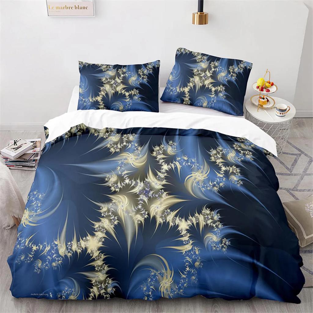Snowflake Duvet Cover Winter Theme Geometric Pattern Microfiber Blue Floral Quilt Cover for Girl Children Christmas Decorations