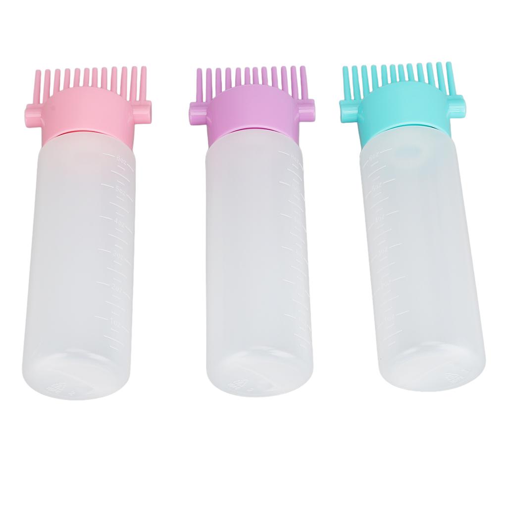 3pcs Root Comb Applicator Bottle for Hair Dye Graduated Scale Squeeze Hair Oil Applicator Brush 6 Oz
