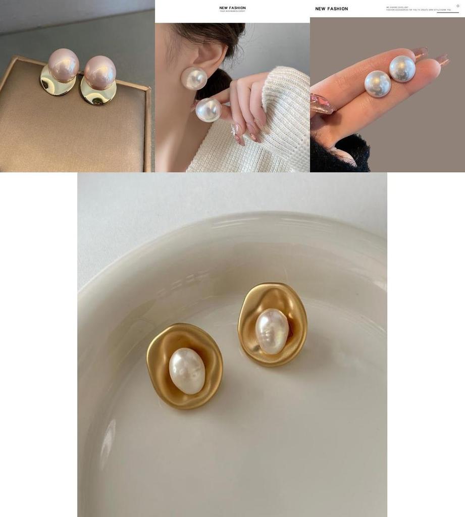 Large Pearl Hoop Earrings Fashionable And Versatile Ear Decorations
