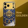 Jewelry Art Decoration Pattern Gold Metallic Paint Glass Phone Case For iPhone 17 11 12 13 14 15 16 Pro Max Plus 17Air 16E Cover