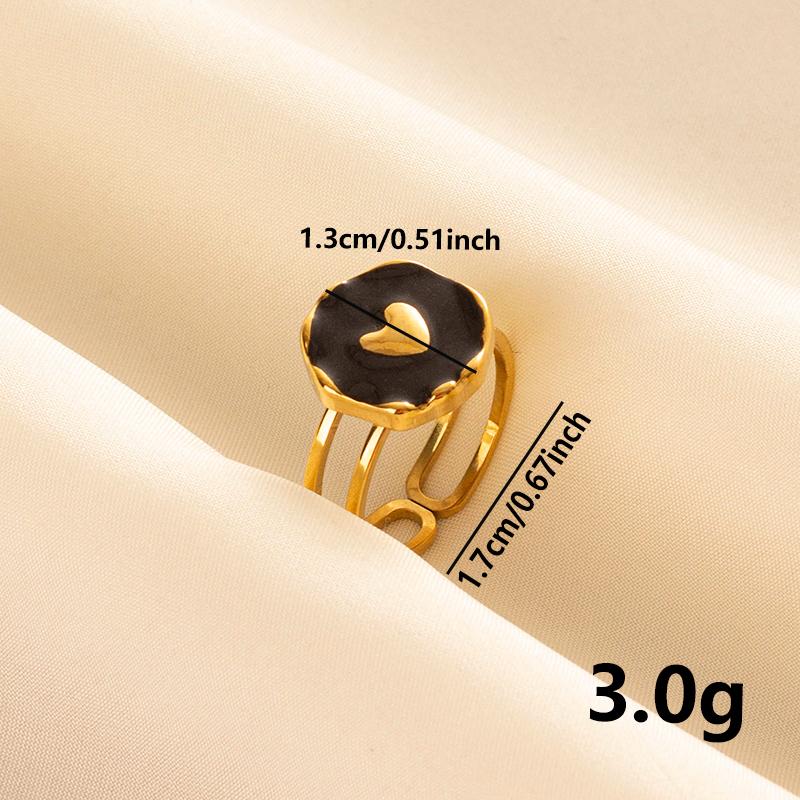 

Open Adjustable Evil Eye Heart Sun Heart Rings For Women Men Accessories Black Enamel Vintage Jewelry Stainless Steel Ring Gift adjustable