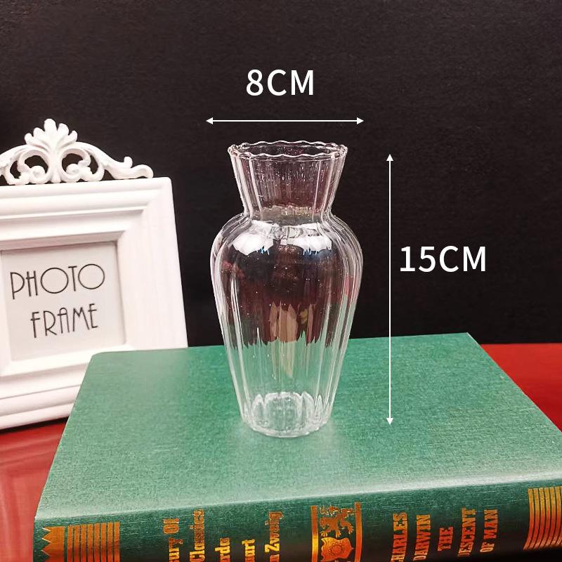 Nordischer Stil Transparente Gestreifte Glasvase für Heimdekoration