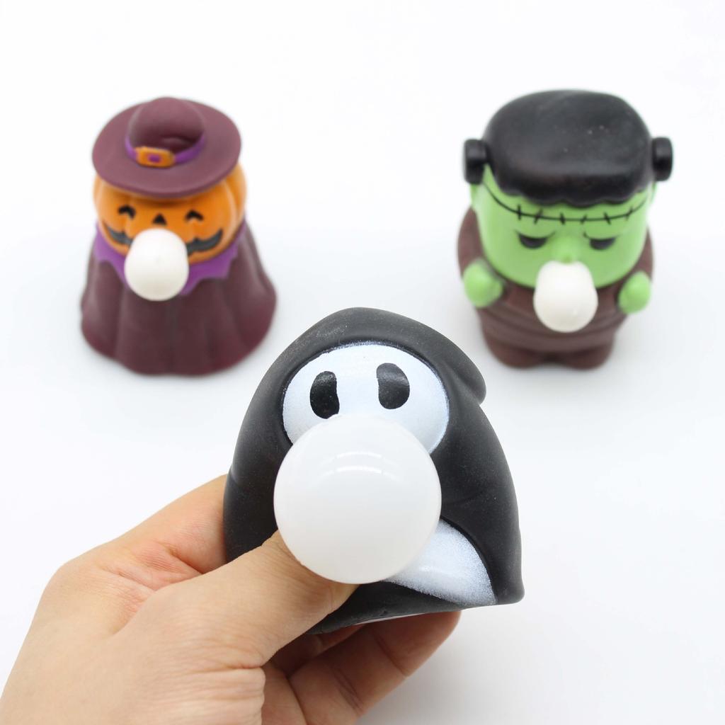 Halloween Squishy Fidget Toys Pumpkin Spit Bubbles Stress Squeeze Relief Toy for Kids Adults Party Favors Anti-Stress Pinch Toy