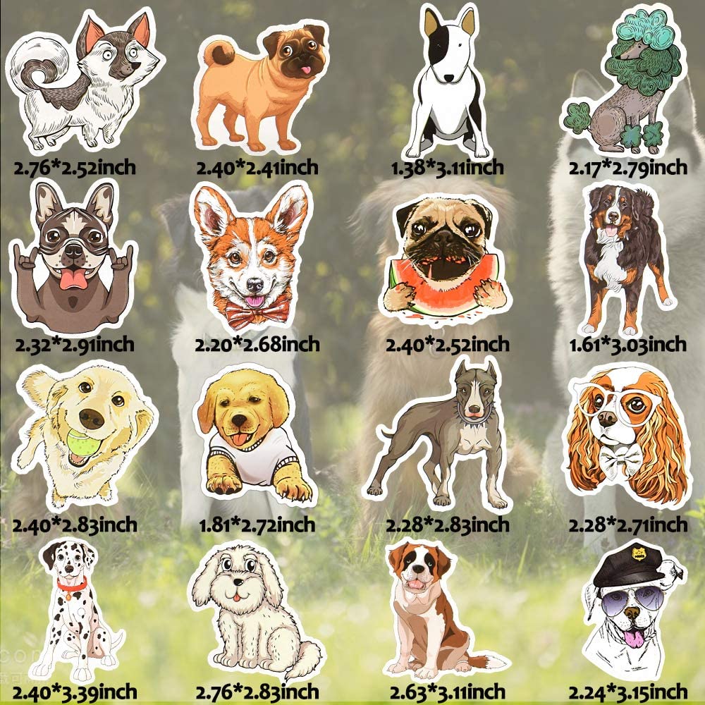50 PCS Cute Dog Sticker Corgi Dachshund Animal Stickers To DIY Water Bottle Laptop Phone Suitcase Car Decals Toys for Kids Gifts
