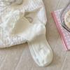Cream White Hollow Breathable Cotton Ruffle Bow Calf Socks Kawaii Jk Lolita Daily Party Dress Accessory Women Socks