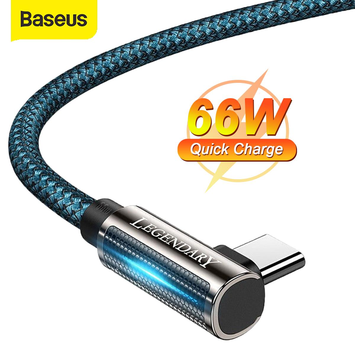 

Угловой зарядный кабель 90° Baseus, USB-A/Type-C