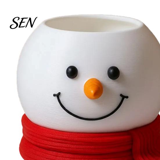 PLA 3D Printed Bowl Christmas Snowman Candy Bowl, Cute Desktop Organizer, Creative Desk Living Room Table Decor Storage Container for Holiday