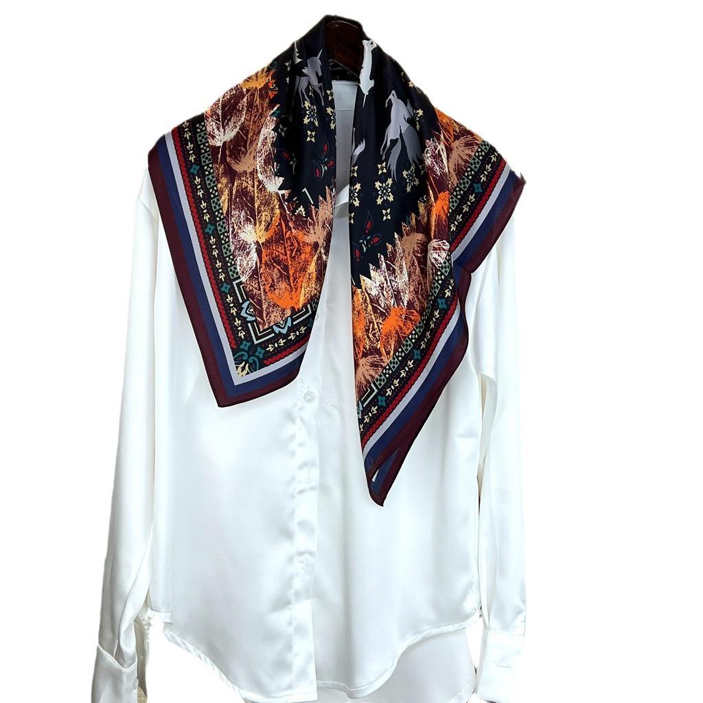 Silk Silk Scarf Ethnic Style Pegasus Spring And Autumn Mulberry Silk 70 Square Scarf Versatile Thin Scarf