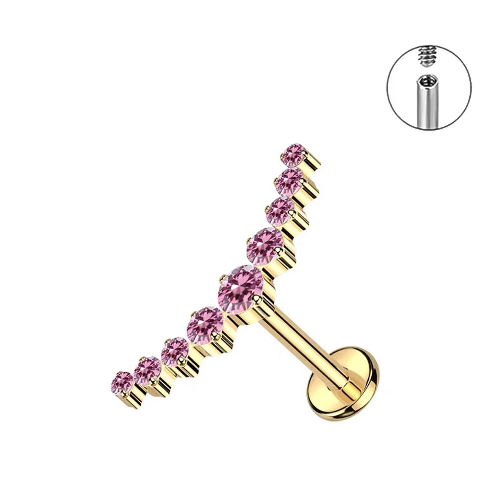 PUTITUP Official F136 High-Quality Titanium Alloy Zirconia Stud Earring Set Fashion Ear Cartilage Lip Stud Body Piercing Jewelry