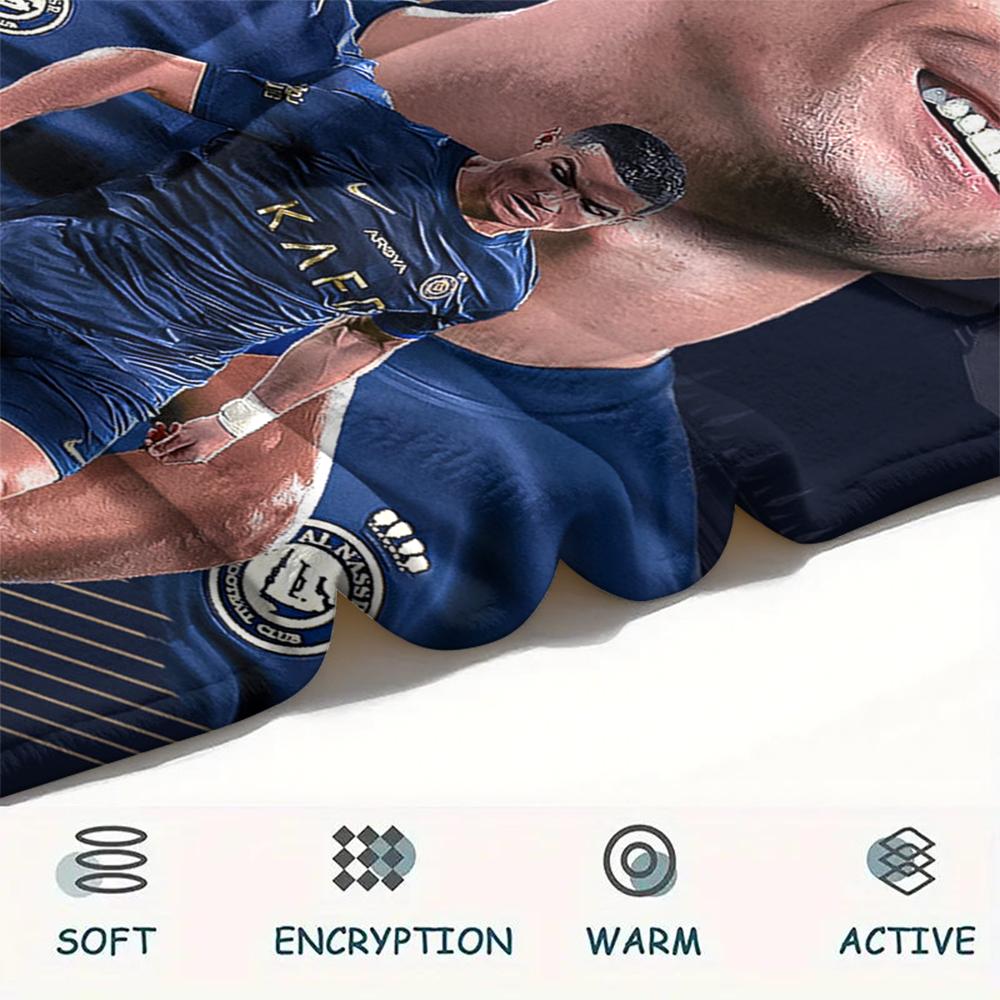 1 Stück C Ronaldo Aufdruck Flanelldecke, Hohe Qualität, Bequem für alle Jahreszeiten, Heimdekoration, Wärme und Komfort, Perfekt für Weihnachtsgeschenke