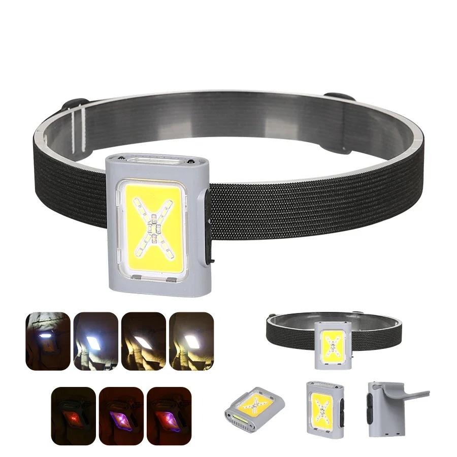 

Налобный фонарь для кемпинга COB+RED LED, перезаряжаемый через USB, магнитный, водонепроницаемый, с клипсой, фонарик-лампа для рыбалки на открытом воздухе ночью