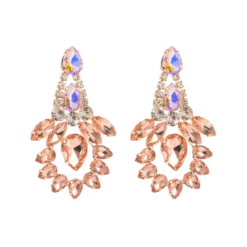 Women's Drop Earring Colored Crystal Geometric Pendant Exaggerate Temperament Premium Earrings