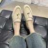 Damen-Loafer mit weicher Sohle Britischer Retro-Stil Kleine Lederschuhe Bequeme flache Einzelschuhe Doudou-Schuhe Damen