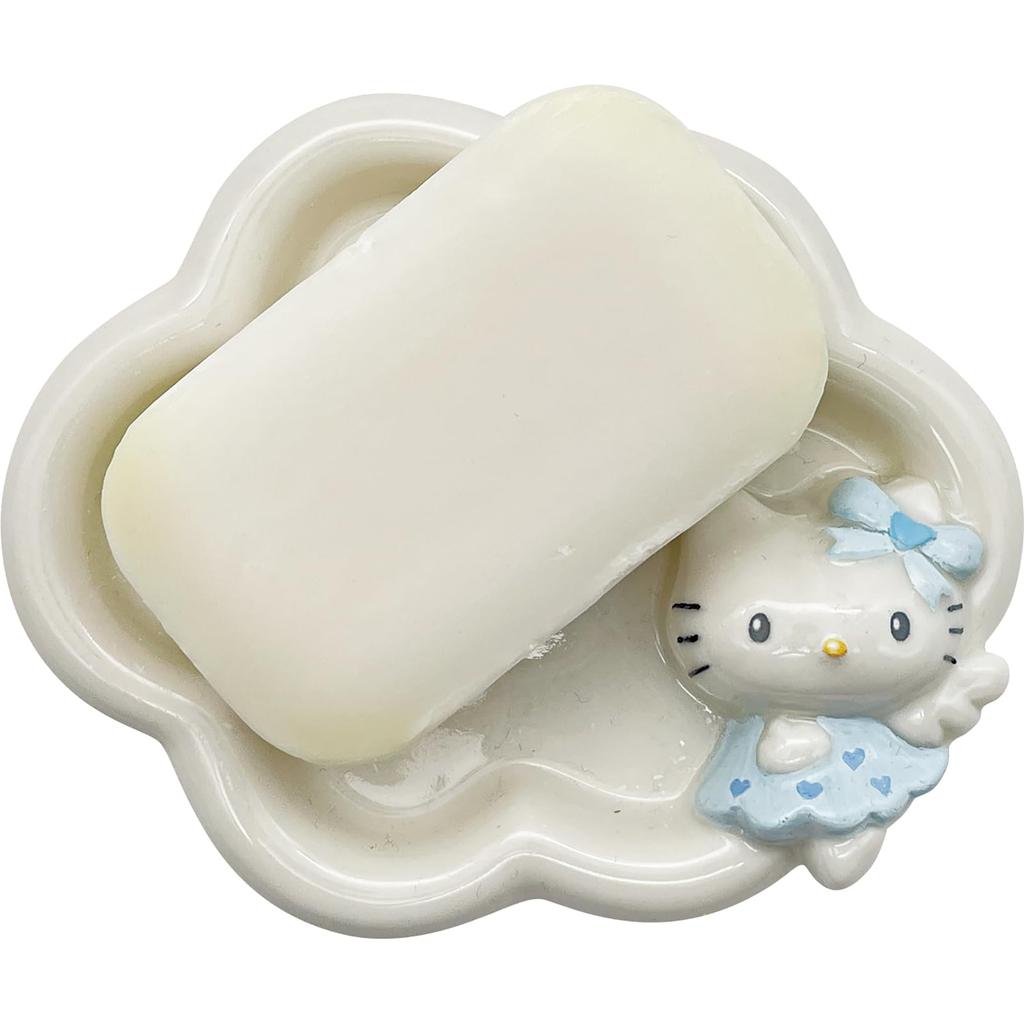 Sanrio Hello Soap Dish Soap Holder Width 14 X 14 X 4 Cm Sanitary Kitty Goods Miscellaneous Goods Blue "Angel Kitty" Approx. SAN4651-1