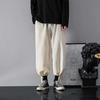 Cotton and Linen Men's Style Loose Straight Typants Nine-point Trendy Versatile Summer Thin Style Wide-leg Dad Pants