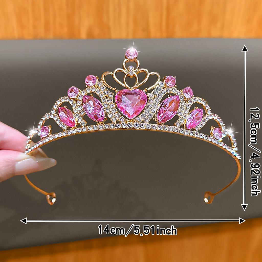 1 Pink Heart-shaped Crown High-end and Atmospheric Birthday Crown Headband Versatile Hair Accessory Suitable for Daily Use