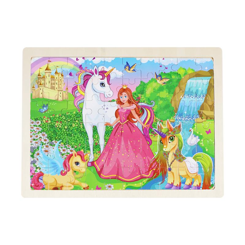 Holz 60-teiliges Blockrahmenpuzzle, Kinder-Cartoon Holzflugzeugpuzzle, Baby Früherziehung Lernspielzeug