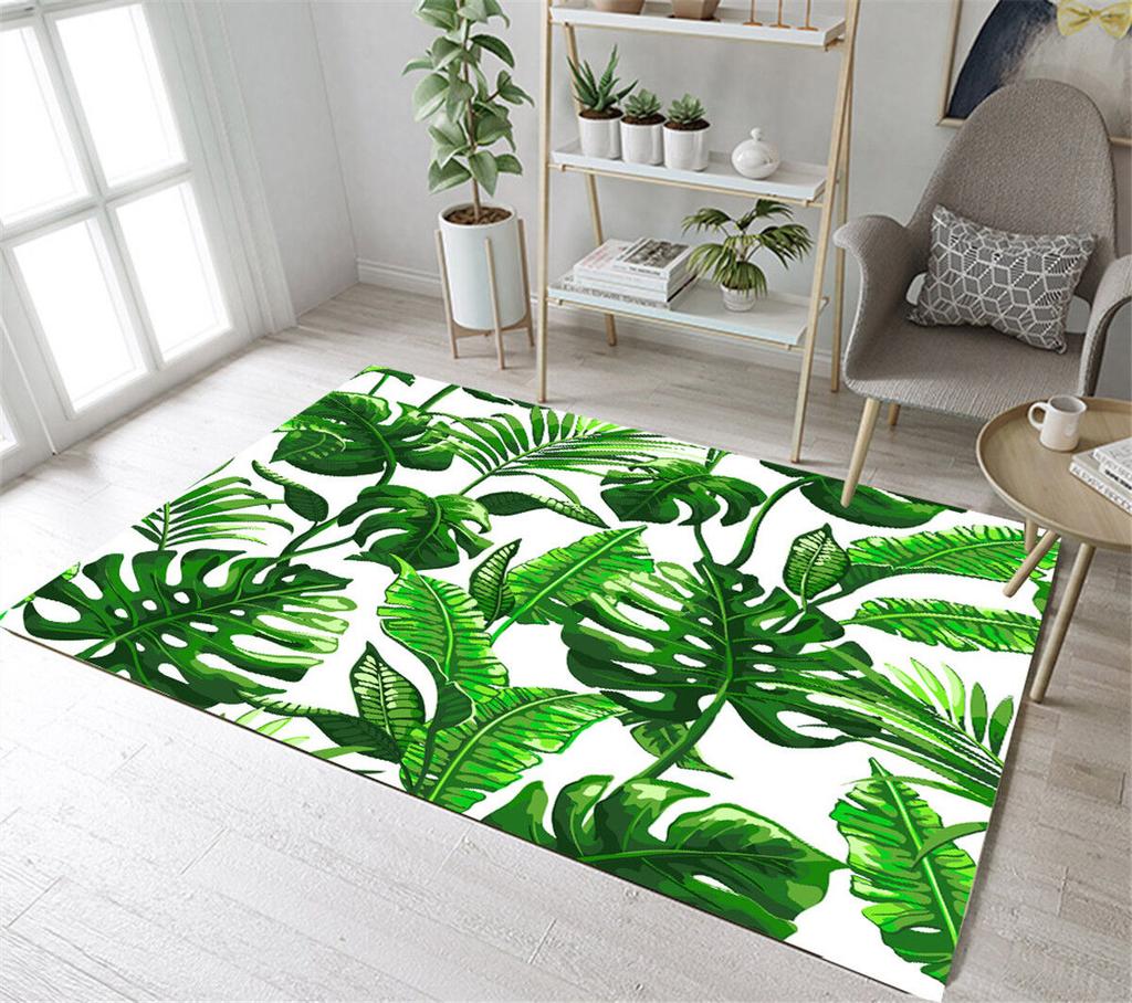 Covor de Vară Frunze Tropicale Hawaiene Covor cu Frunze de Palmier Covor de Zonă Pentru Decor Living Dormitor Covoraș de Podea Frunză Verde Covoraș de Ușă pentru Intrare