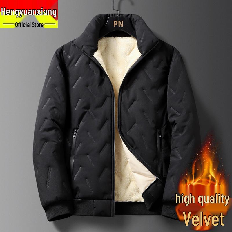 Men's Winter Cotton Jacket with Velvet Lining - Thick, Warm Lambswool Parka
