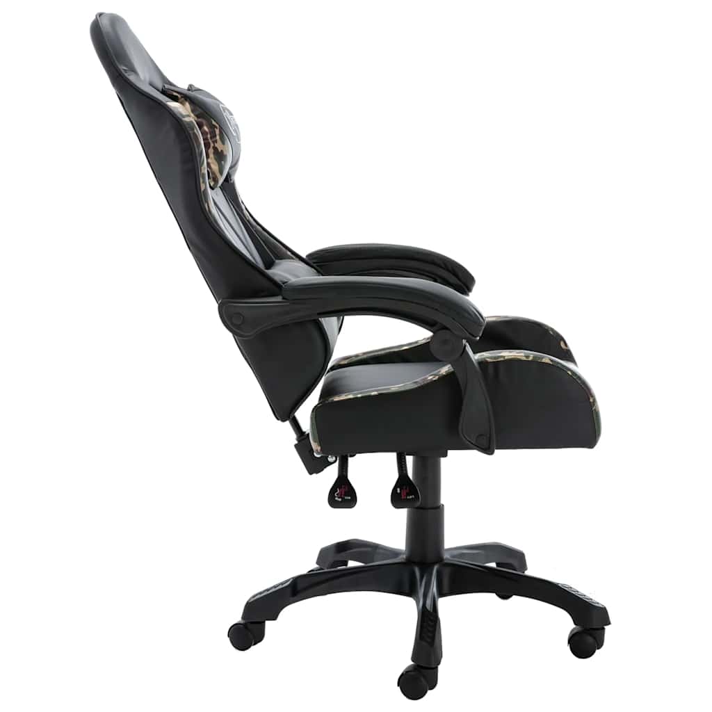 Gaming Chair In Black and Camouflage Pattern Faux Leather