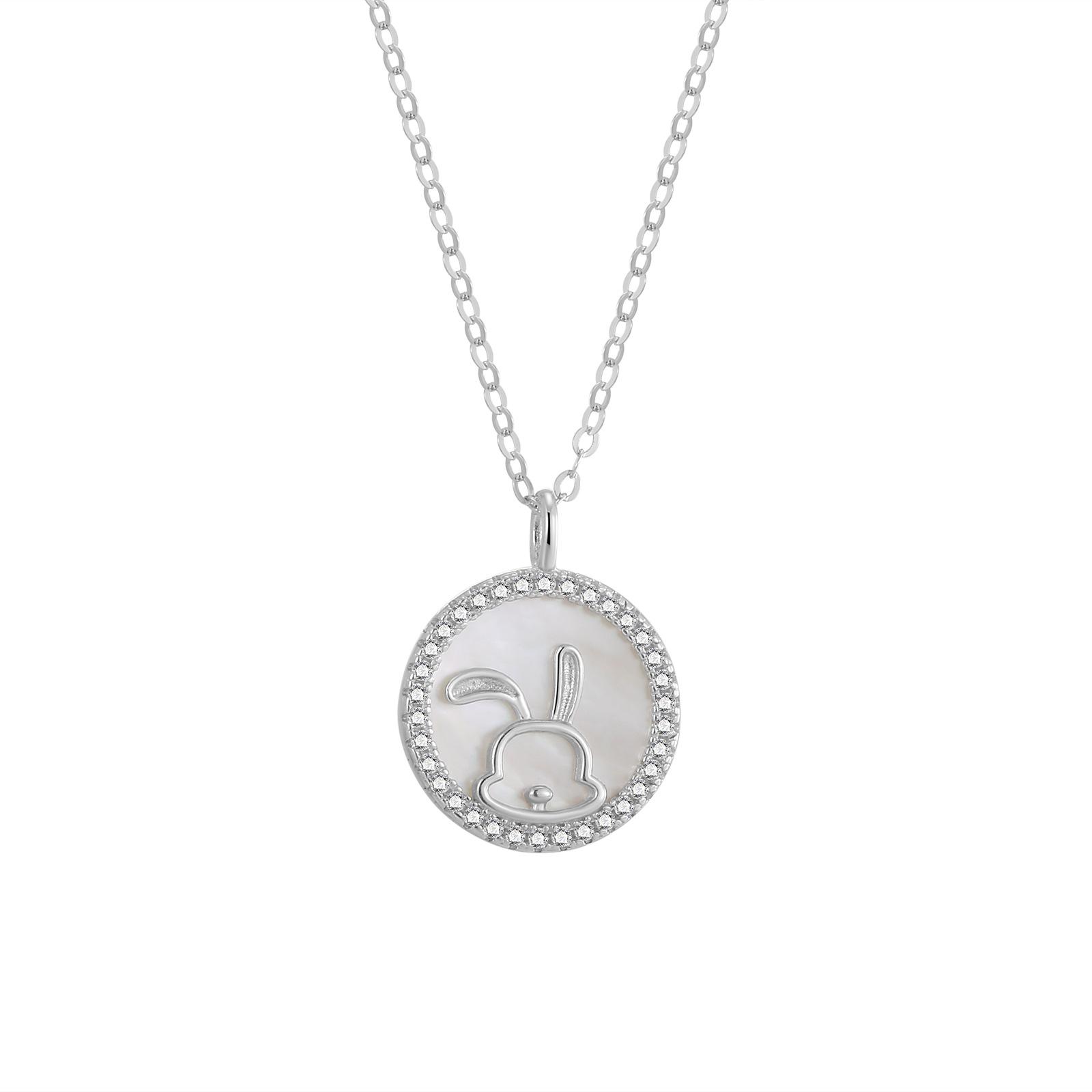 

925 Silver Happy Rabbit Necklace Bunny Pendant Gift 2025 Design Light Luxury Niche Collarbone Chain 925 Silver
