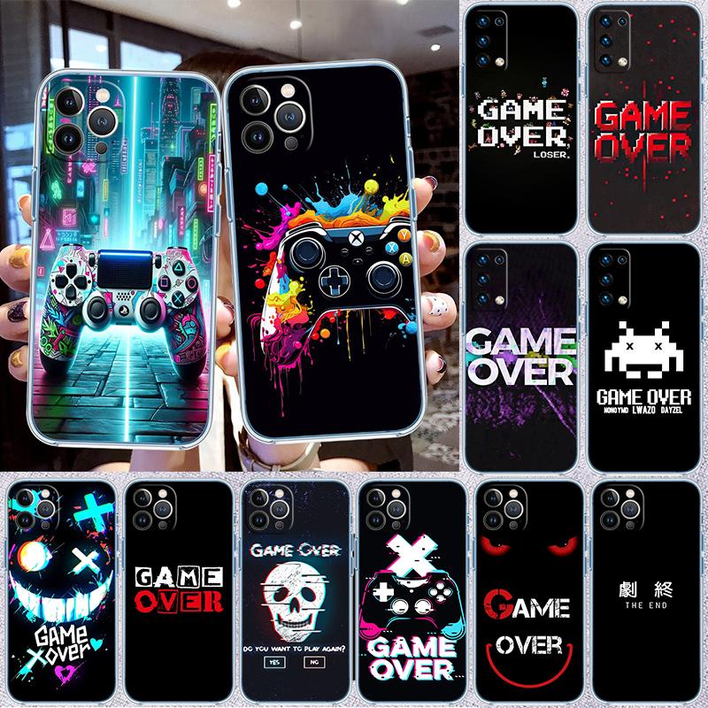 QE30 Game Over Transparent Phone Case for Samsung Galaxy A04 A04S A14 A23 A34 A54 M23 M33 M52 M53