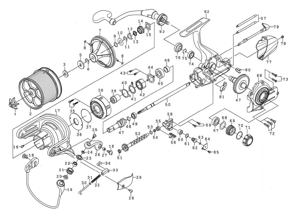 Daiwa Genuine Parts 18 Tournament Surf 35 08PE Handle Part Number 83 Part Code 6J662801