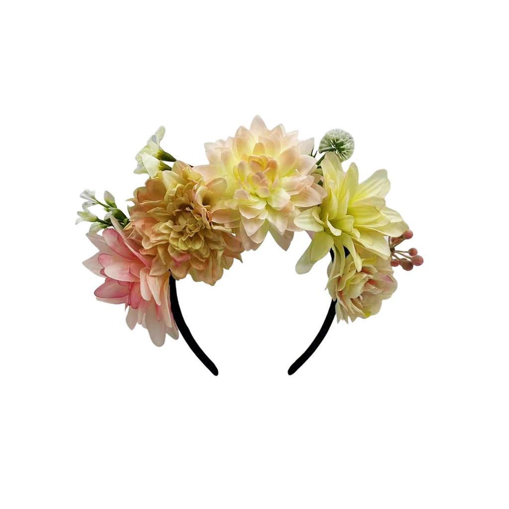 New simulated flower headdress fabric chrysanthemum accessories wreath vacation photo headband women