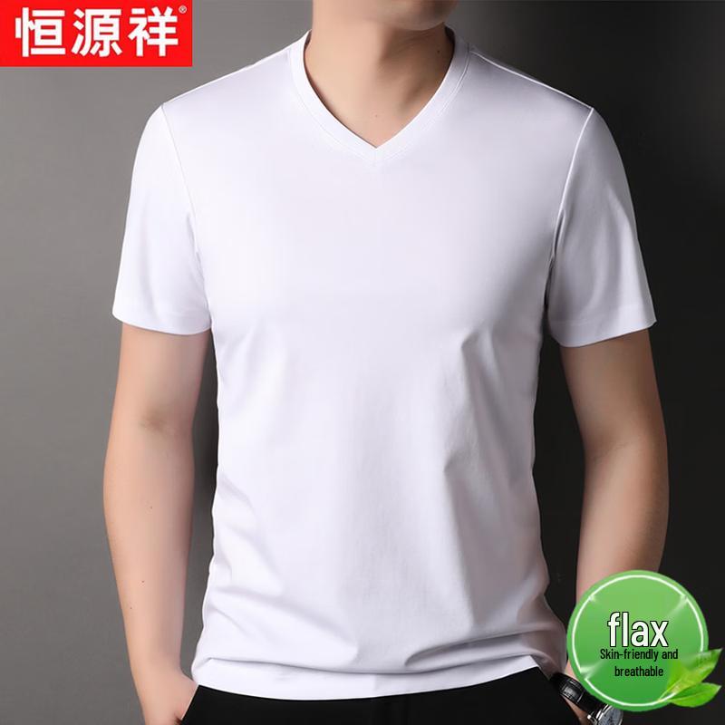Hengyuanxiang Men's V-Neck Short Sleeve T-Shirt