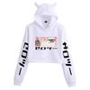 Zero Two Darling in the Franxx Anime Cat Ear Cropped Hoodie