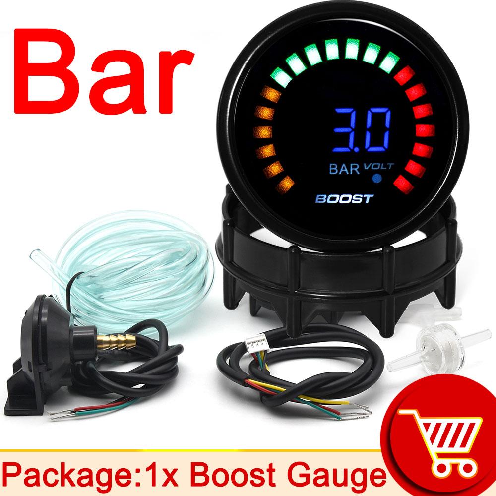

AD 52mm Turbo Boost Gauge Car Gauge Digital Turbo Pressure Gauge -1~3 Bar -15~45 PSI Vacuum Press Meter for 12V Gasoline Engine